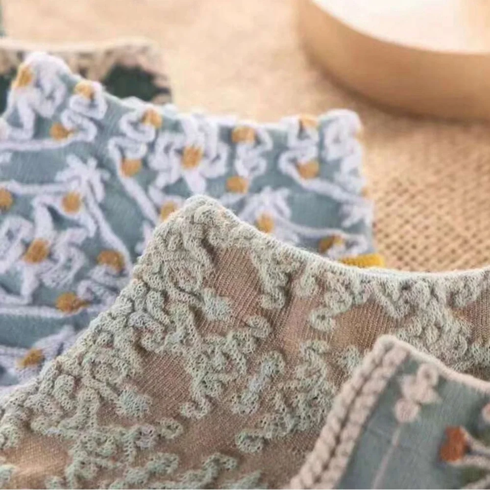 5 Pairs Women's Floral Patterned Low-cut Socks, Breathable Socks For Daily Wear